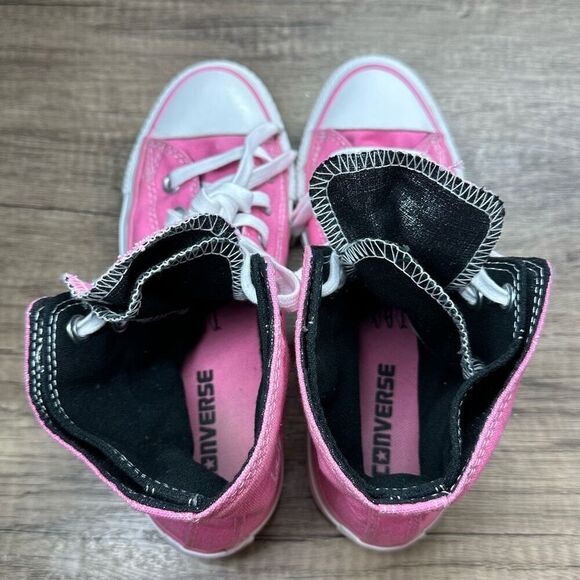 Converse~Women’s~Chuck Taylor All Star Pink Double Tongue Hi Top Sneakers~Size 6 - Picture 6 of 8
